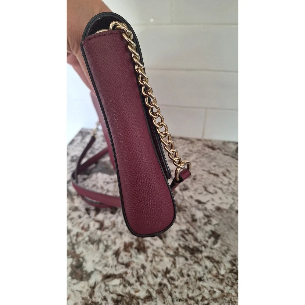 Kate Spade Burgundy Saffiano Leather Crossbody Bag Gold Hardware